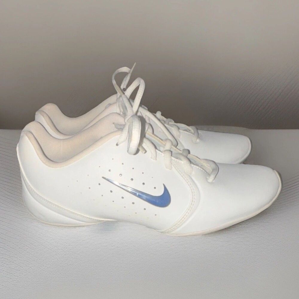 Nike White Blue Track & Field Sneaker Lace Up Rubber Cleat Low Top Athletic Shoe